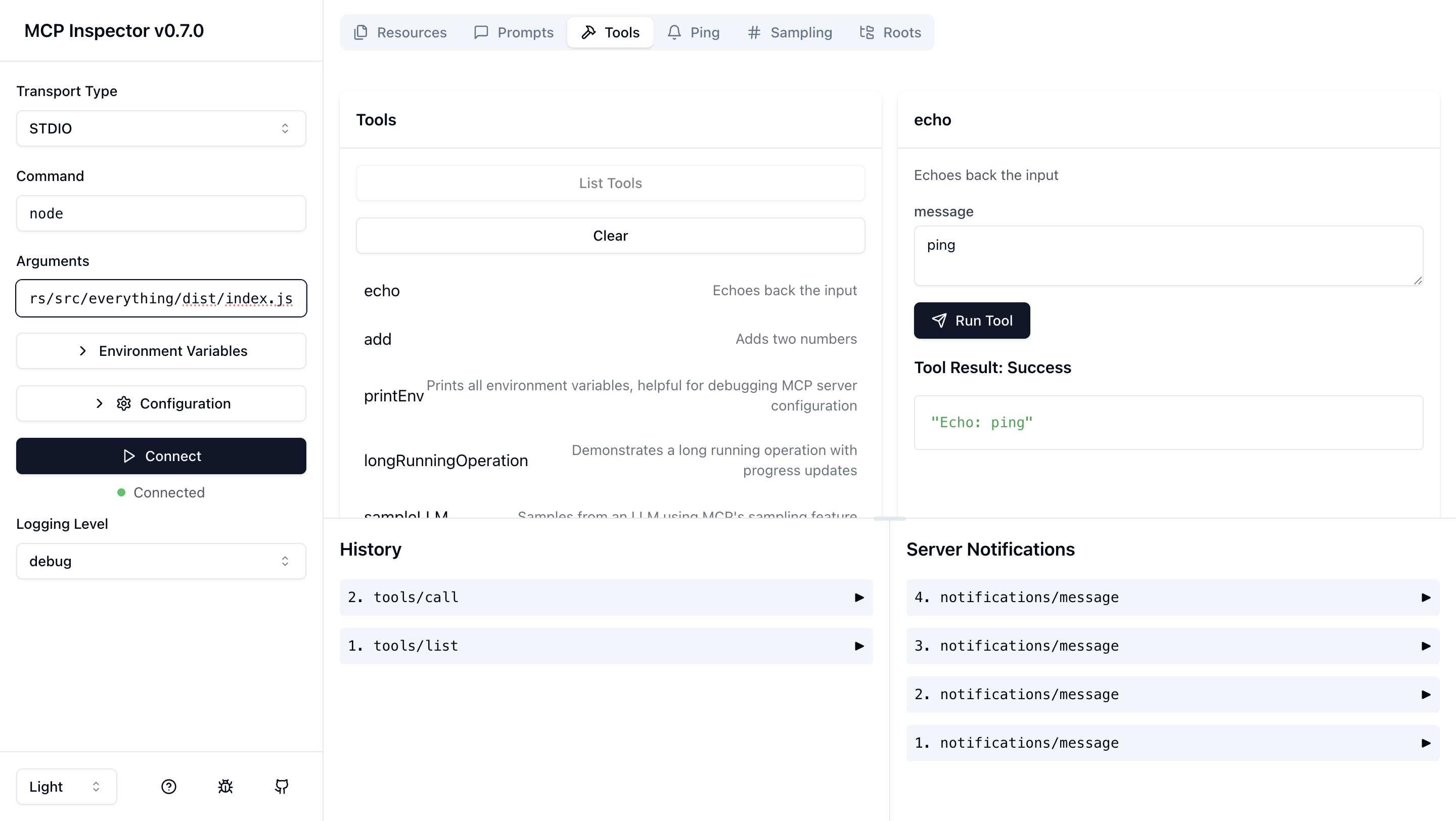 MCP Inspector Screenshot